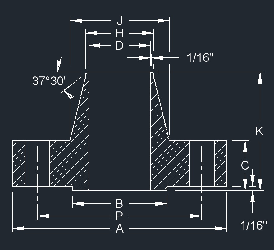 Weld Neck Flange Thickness Chart