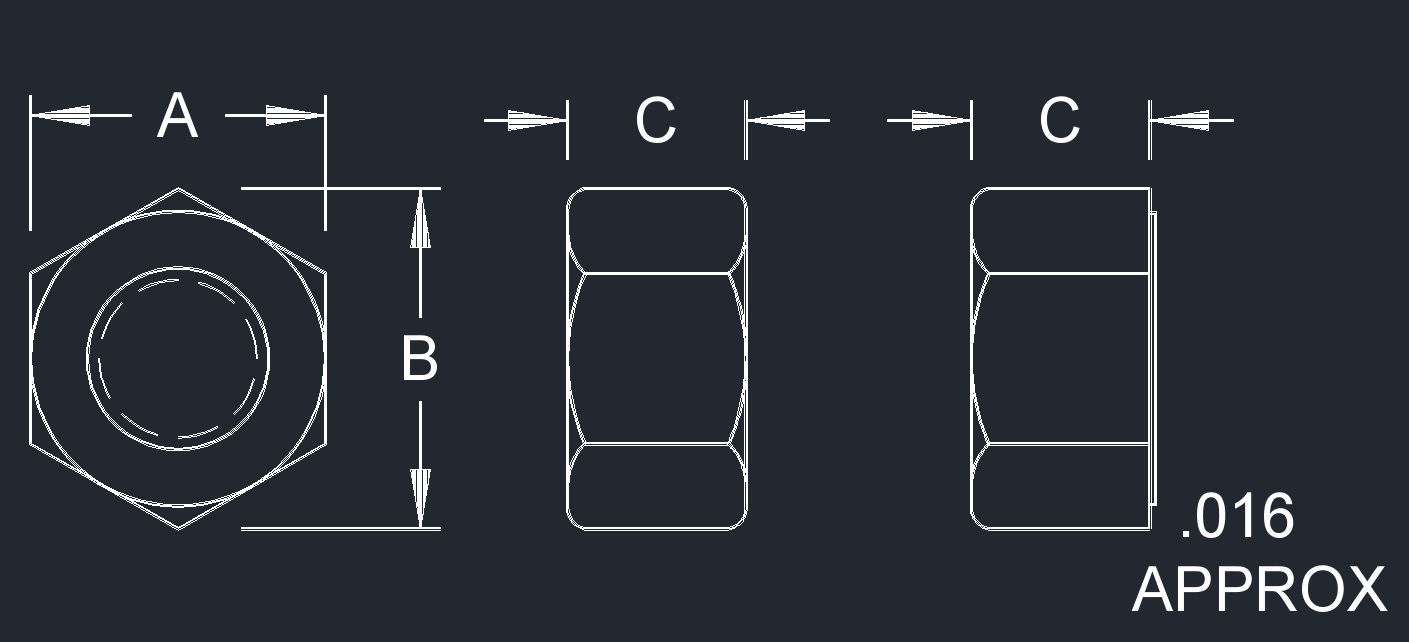 hex finished nut drawing