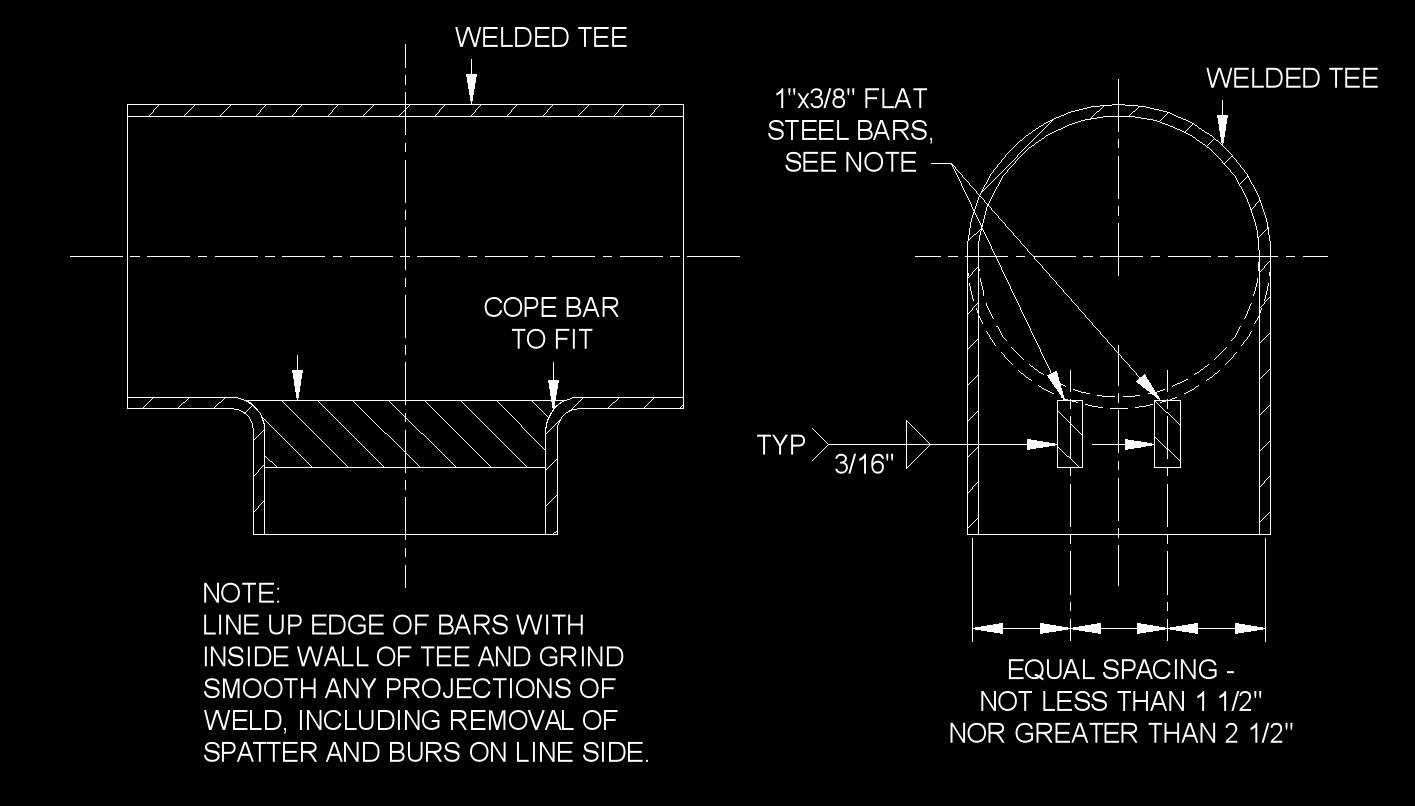 Data pipe barred tee
